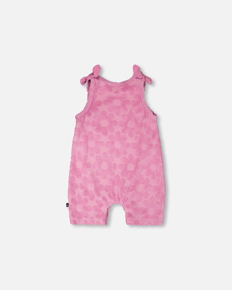 Terry Cloth Romper With Bows Pink-1
