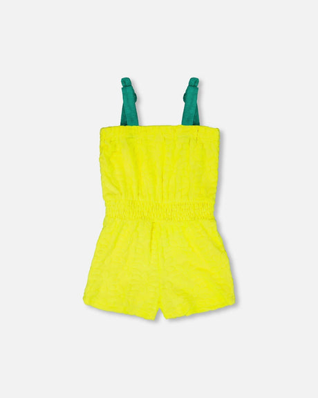 Terry Cloth Sleeveless Jumpsuit Yellow-2