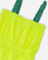 Terry Cloth Sleeveless Jumpsuit Yellow-3