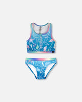 Two-Piece Swimsuit Blue Shell Print-0