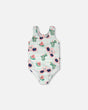One-Piece Swimsuit Blue Flamingo And Cactus Print-0