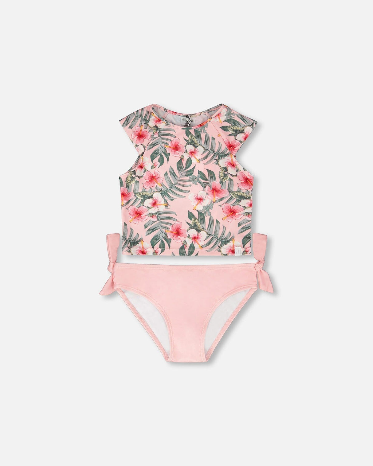 Two-Piece Swimsuit Pink Hibiscus Print-0