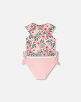 Two-Piece Swimsuit Pink Hibiscus Print-2