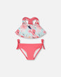 Two-Piece Swimsuit Blue Flamingo Print-0