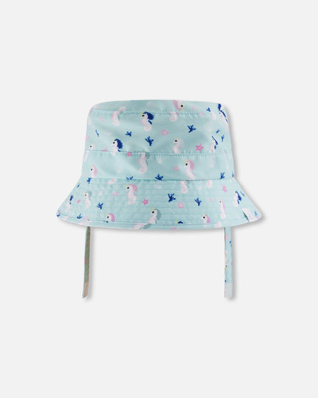 Beach Hat Blue Seahorse Print-0