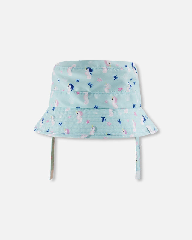 Beach Hat Blue Seahorse Print-0