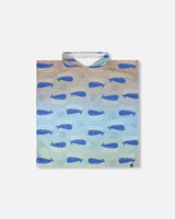 Hooded Beach Towel Blue Whale Print-0