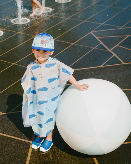 Hooded Beach Towel Blue Whale Print-1