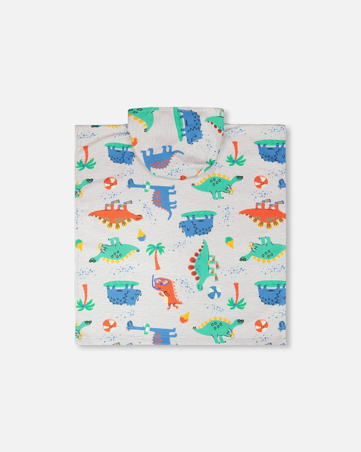 Hooded Beach Towel Grey Baby Dinosaur Print-3