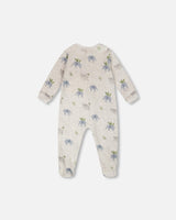Organic Cotton Baby One-Piece Pyjama Grey Elephant Print-1
