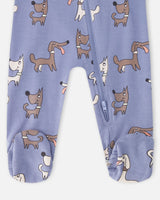 Organic Cotton Baby One-Piece Pyjama Blue Dog Print-2