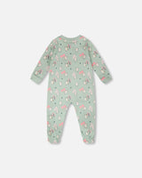Organic Cotton Baby One-Piece Pyjama Blue Kitten Print-1