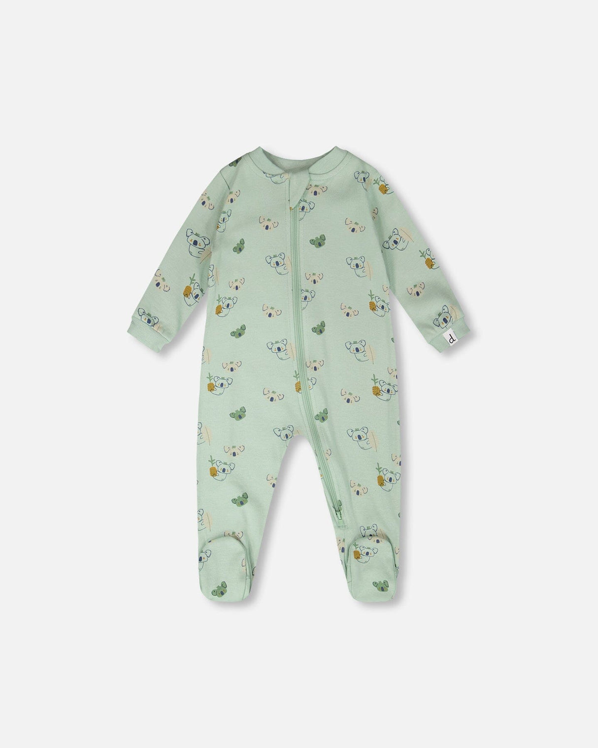 Organic Cotton Baby One-Piece Pyjama Green Koala Print-0