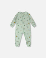 Organic Cotton Baby One-Piece Pyjama Green Koala Print-0