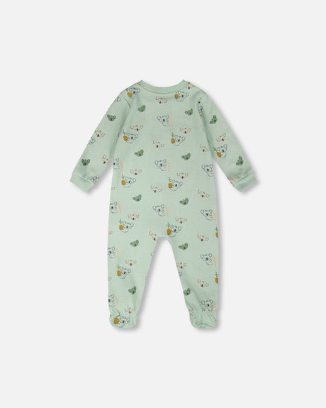 Organic Cotton Baby One-Piece Pyjama Green Koala Print-1