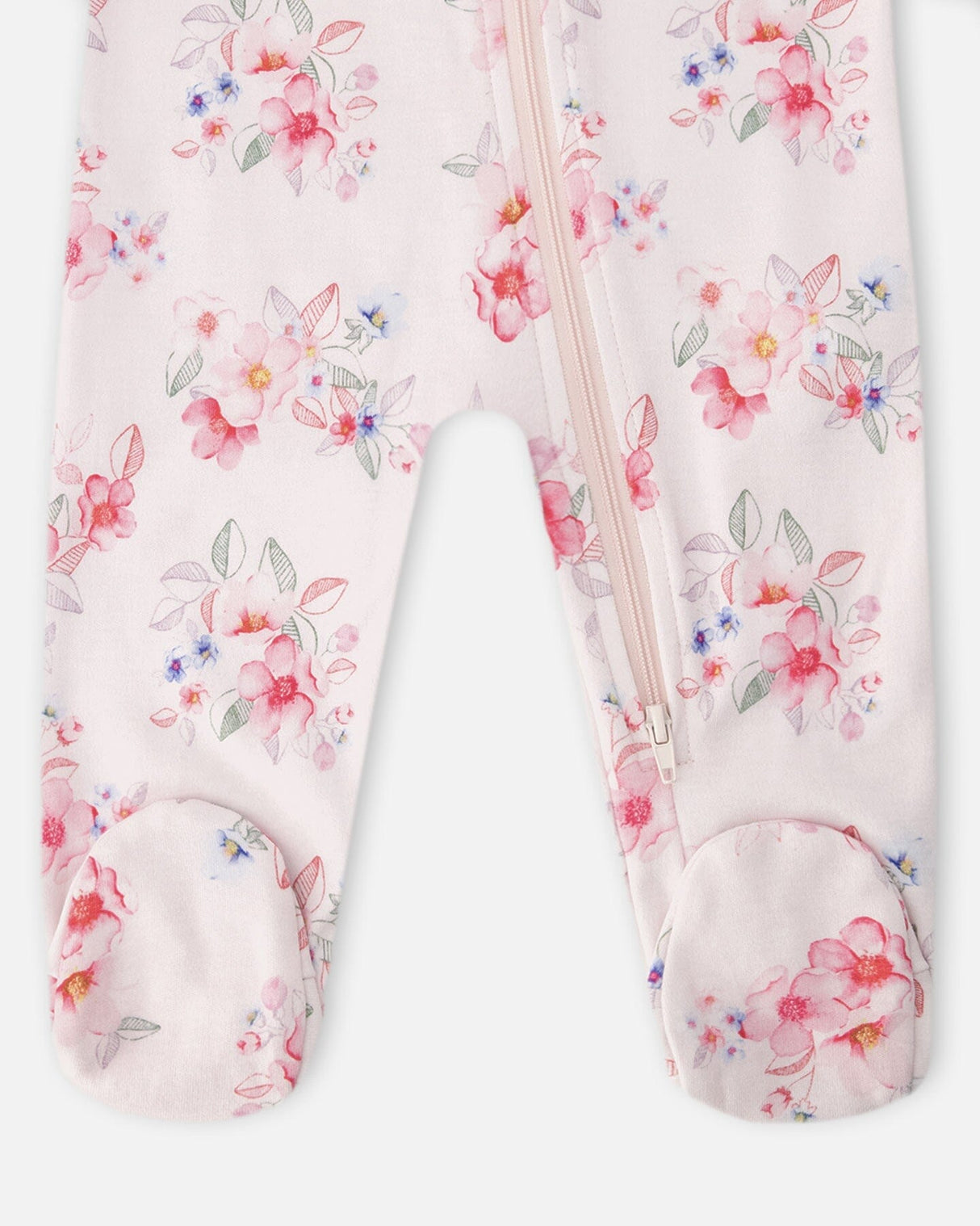 Organic Cotton Baby One-Piece Pyjama Pink Flower Print-2