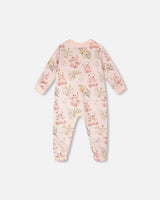 Organic Cotton Baby One-Piece Pyjama Pale Pink Bear Print-1