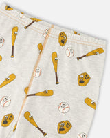 Organic Cotton Two-Piece Pyjama Set Grey Mix Baseball Print-4