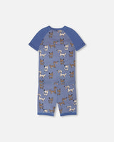 Organic Cotton Two-Piece Pyjama Set Blue Dog Print-2
