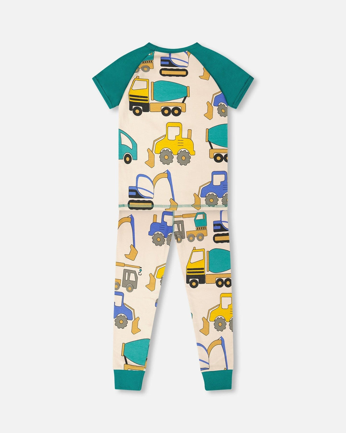 Organic Cotton Two-Piece Pyjama Set Beige Truck Print-2