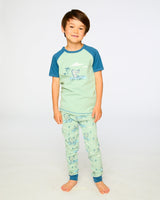Organic Cotton Two-Piece Pyjama Set Green Crocodile Print-1