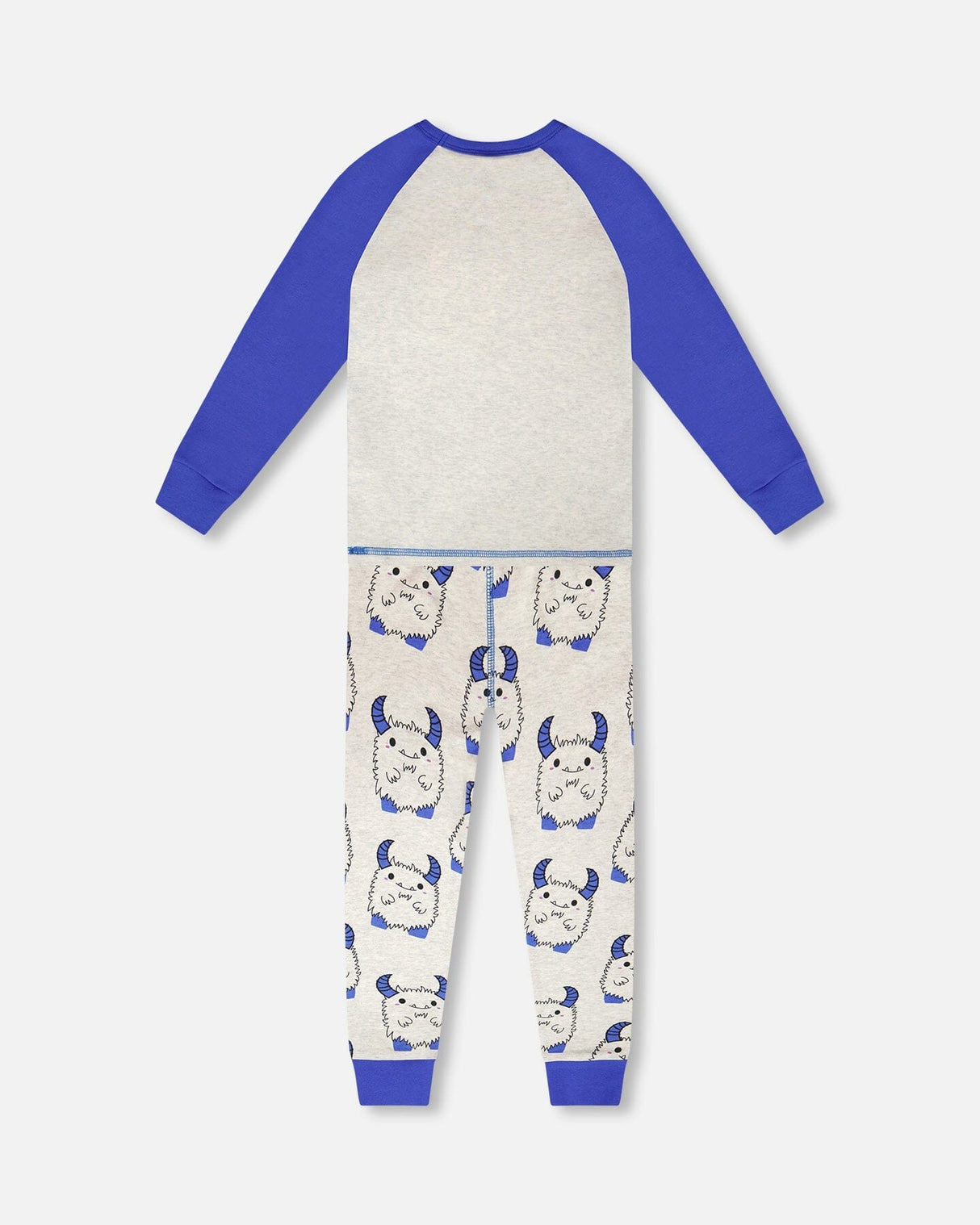 Organic Cotton Two-Piece Pyjama Set Grey Mix Monster Print-2