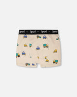 Organic Cotton Boxer Beige Truck Print-0