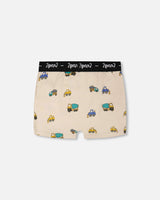 Organic Cotton Boxer Beige Truck Print-1