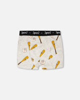 Organic Cotton Boxer Grey Mix Baseball Print-0