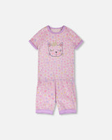 Organic Cotton Two-Piece Pyjama Set Purple Animal Print-0