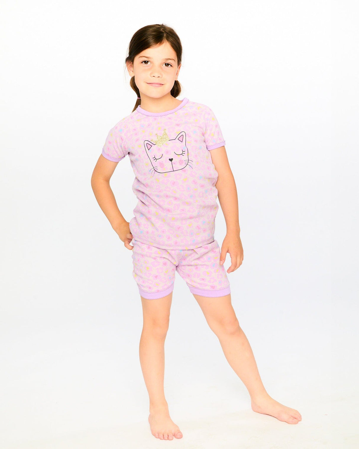 Organic Cotton Two-Piece Pyjama Set Purple Animal Print-1