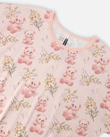 Organic Cotton Women Two-Piece Pyjama Set Pale Pink Bear Print-2