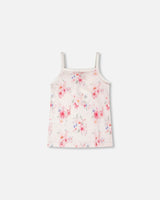Organic Cotton Tank Underwear Pink Printed Flowers-1