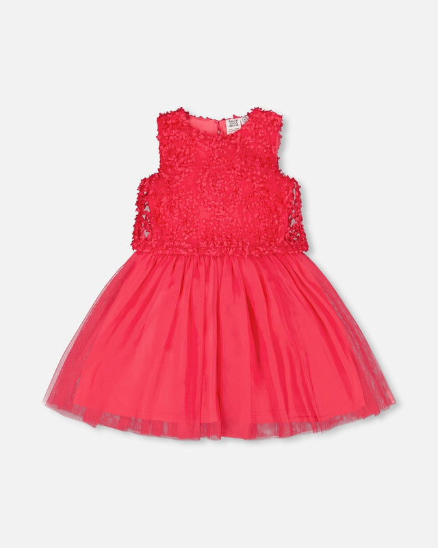 Sleeveless Textured Rosette Dress Pink-0