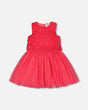 Sleeveless Textured Rosette Dress Pink-0