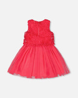 Sleeveless Textured Rosette Dress Pink-2