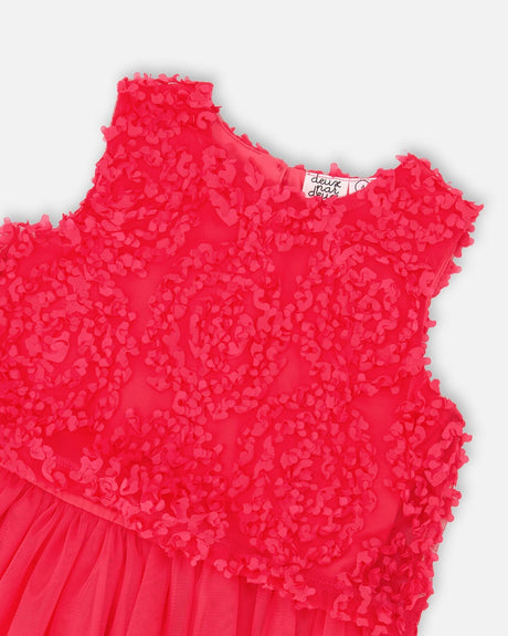 Sleeveless Textured Rosette Dress Pink-3