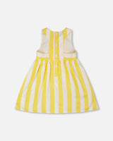 Sleeveless Dress White And Yellow Stripes-2