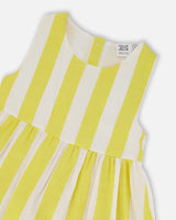 Sleeveless Dress White And Yellow Stripes-3