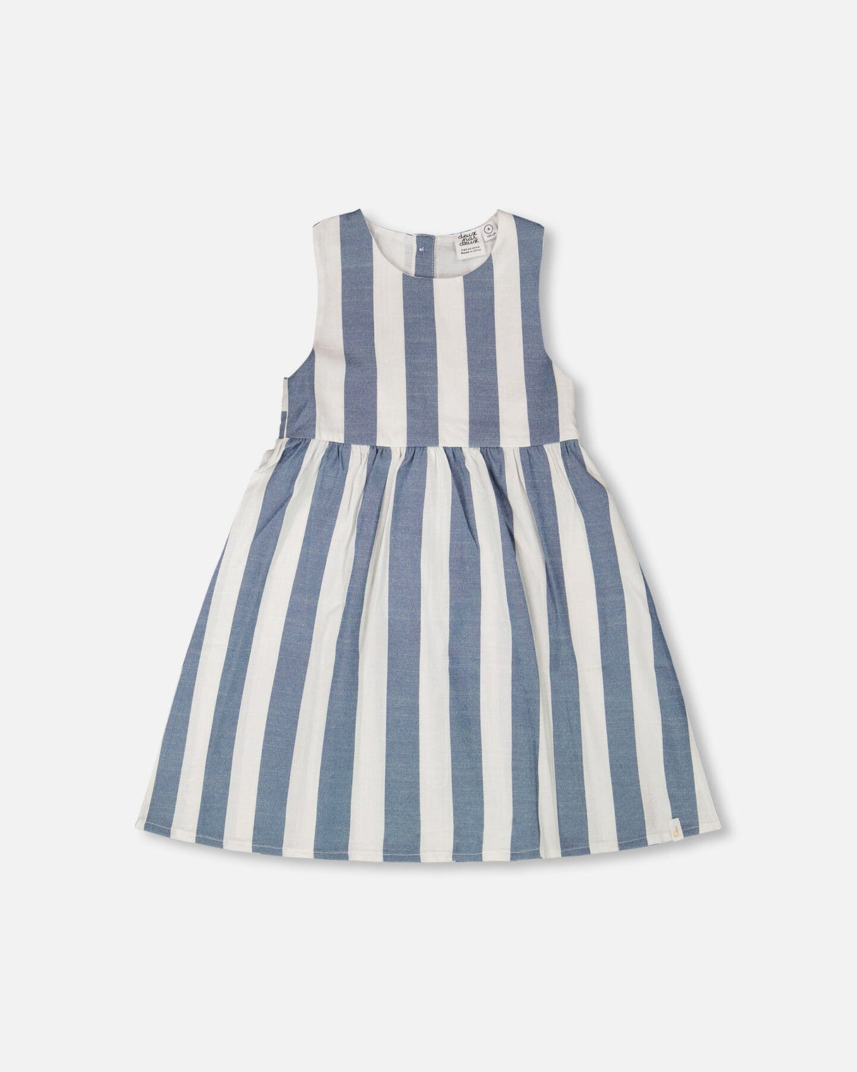 Sleeveless Dress White And Blue Stripes-0