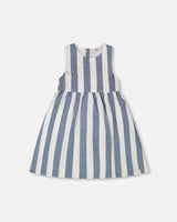 Sleeveless Dress White And Blue Stripes-0
