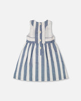Sleeveless Dress White And Blue Stripes-4
