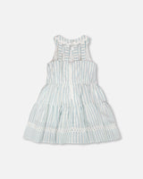 Multi-Tiered Dress White And Blue Stripes-2