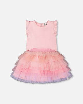 Bi-Material Dress Pale Pink-0