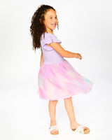 Bi-Material Mesh Dress Lilac-1