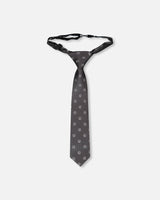 Neck Tie Black Printed Smiles-0