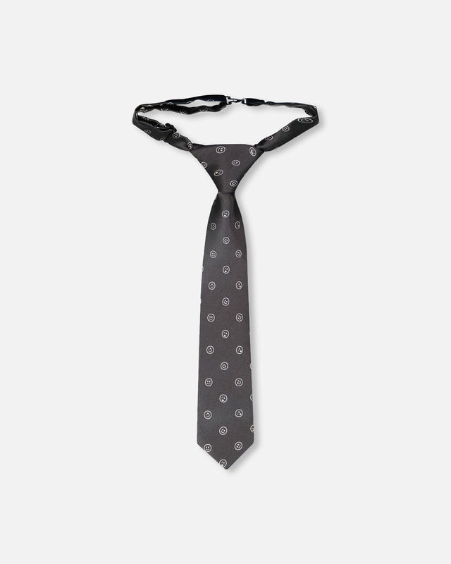 Neck Tie Black Printed Smiles-0