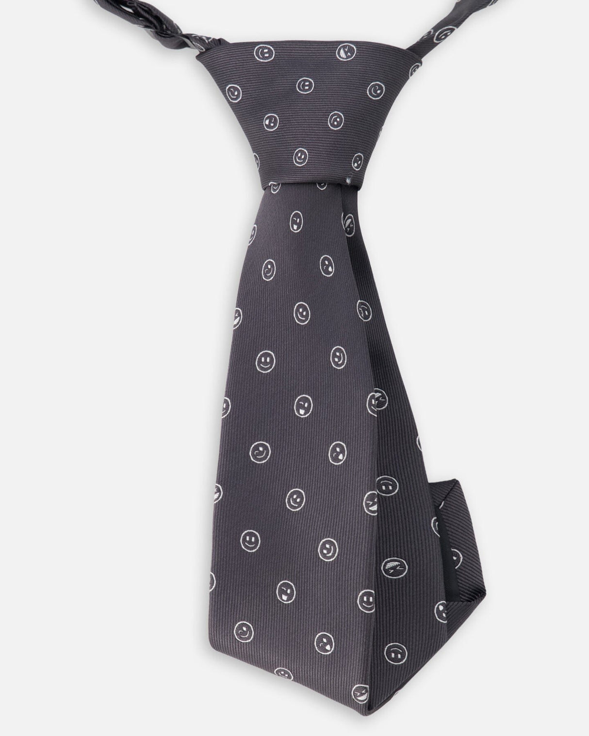 Neck Tie Black Printed Smiles-2