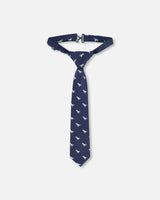 Neck Tie Blue Dino Print-0