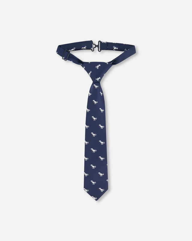 Neck Tie Blue Dino Print-0